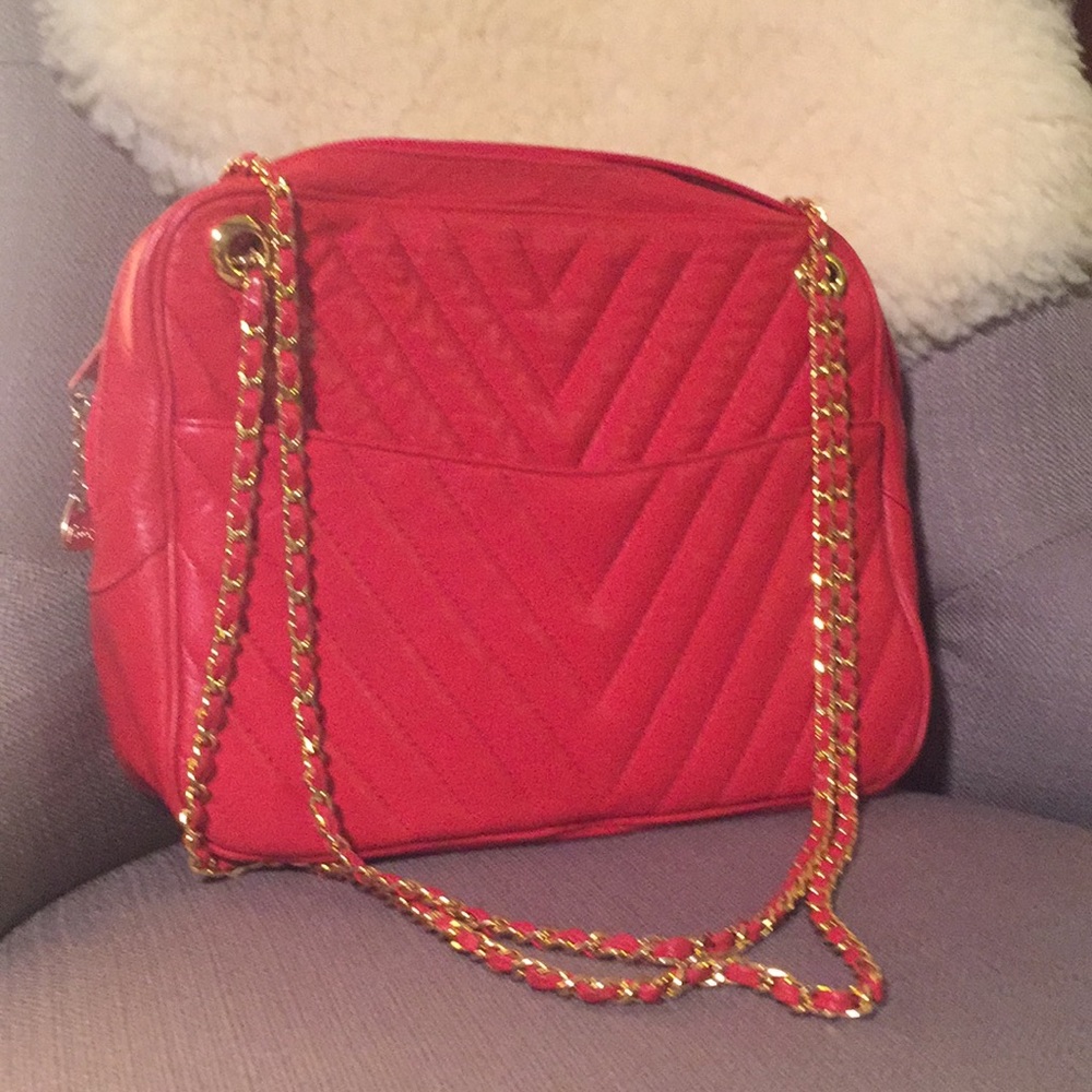 Vintage bag red leather.